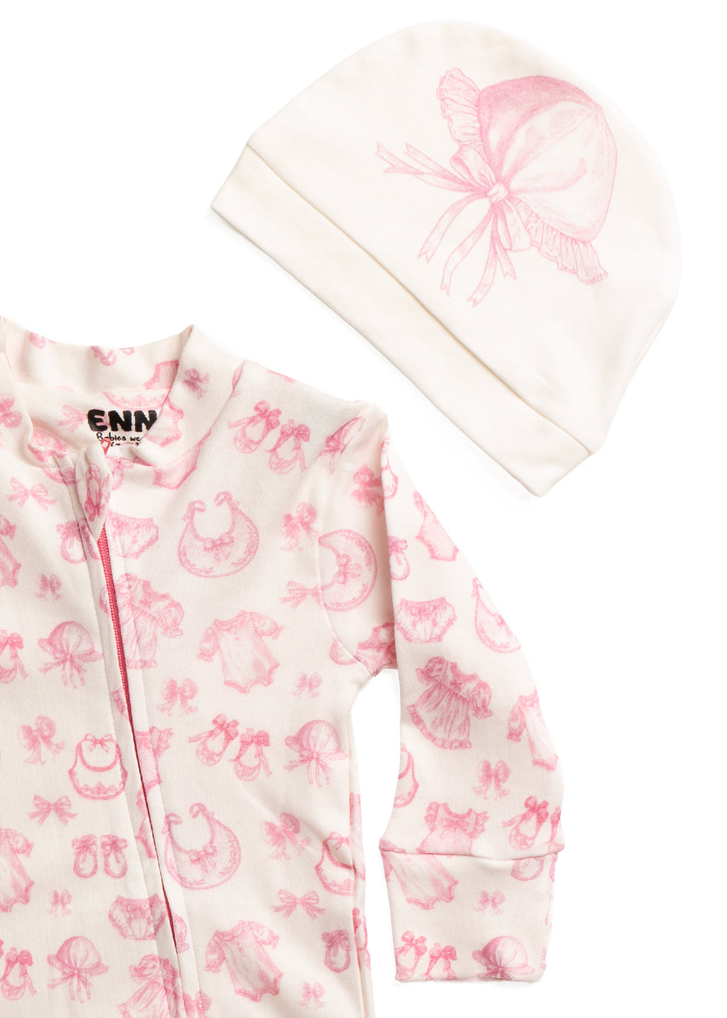 Pink Ribbon Onesie (3-Pieces Complete Set)