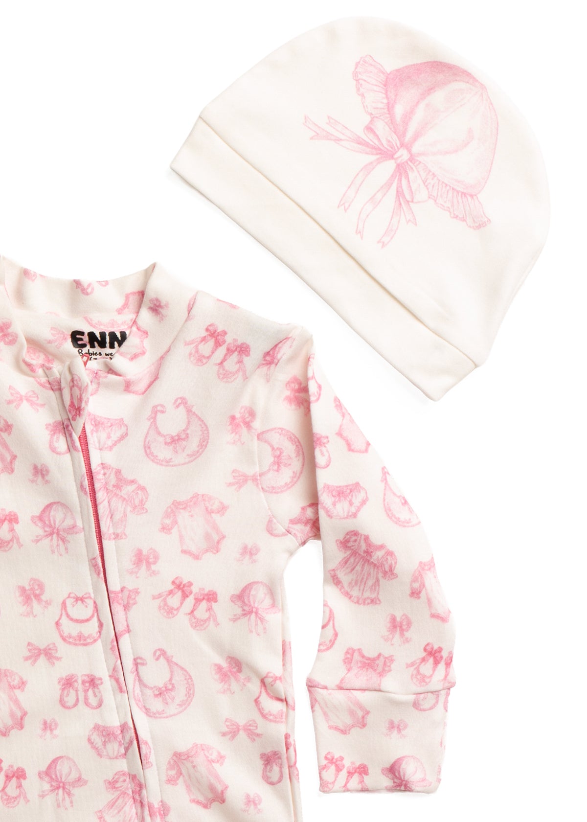 Pink Ribbon Onesie (3-Pieces Complete Set)