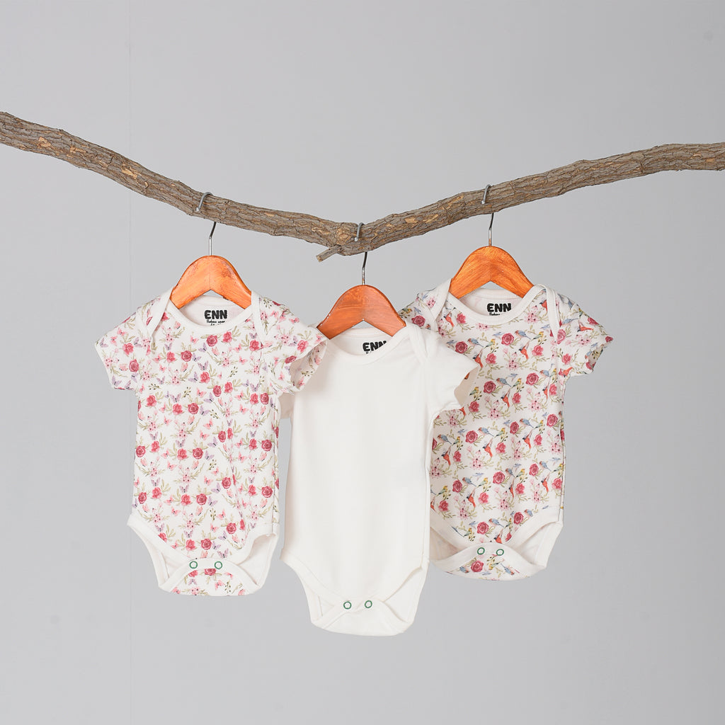 Floral Cuddle bodysuit (3 Pieces set)