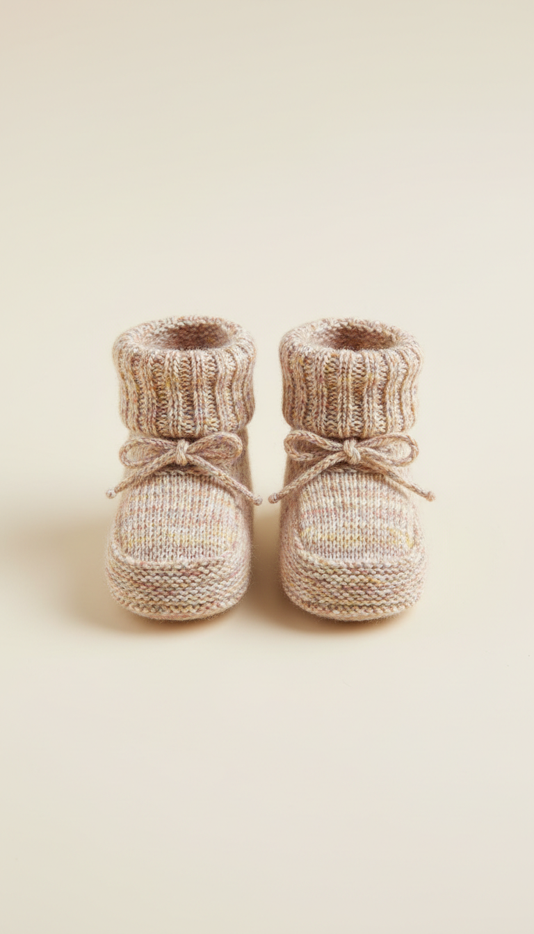 Knit booties in whisper pink