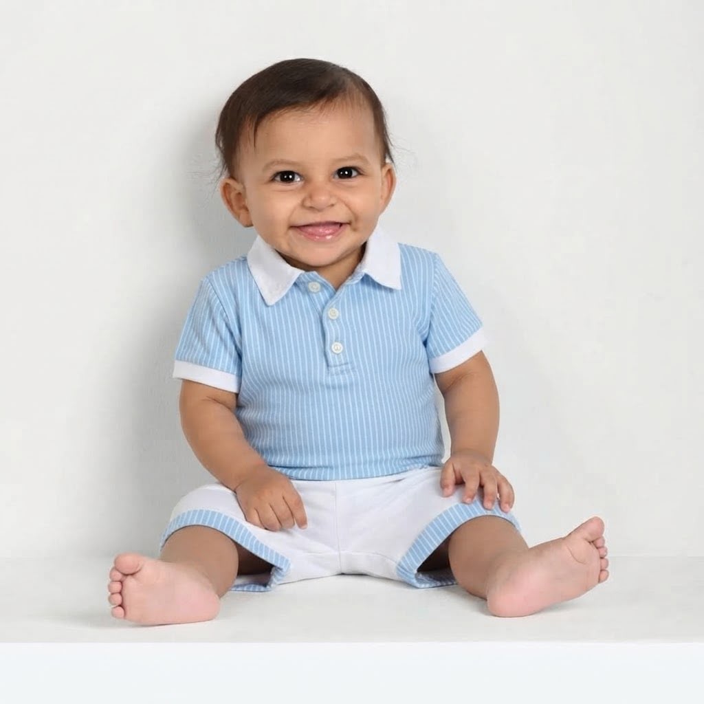 First Impressions -Baby Blue Polo Set