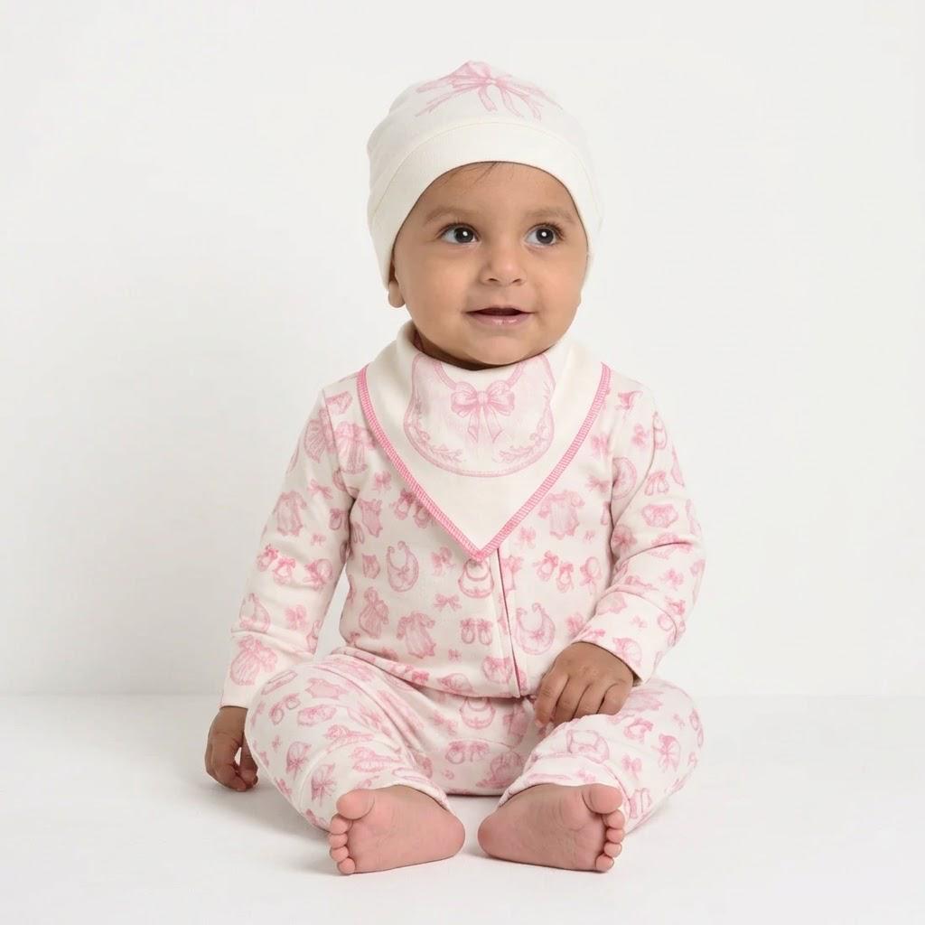 Pink Ribbon Onesie (3-Pieces Complete Set)